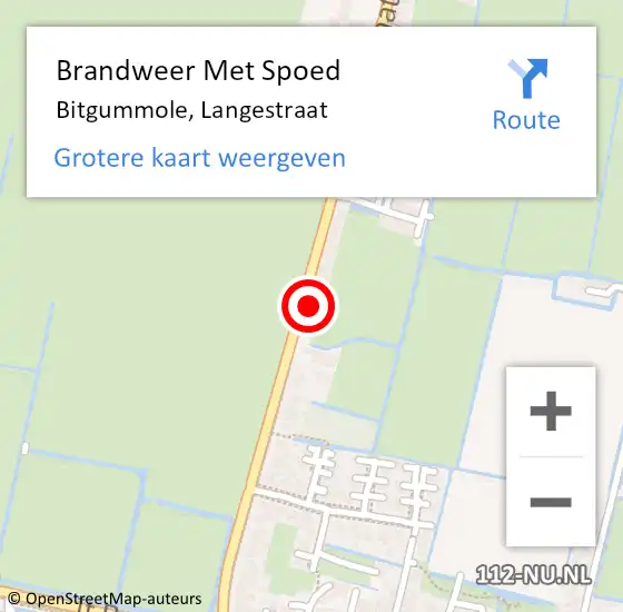 Locatie op kaart van de 112 melding: Brandweer Met Spoed Naar Bitgummole, Langestraat op 18 juni 2023 20:55