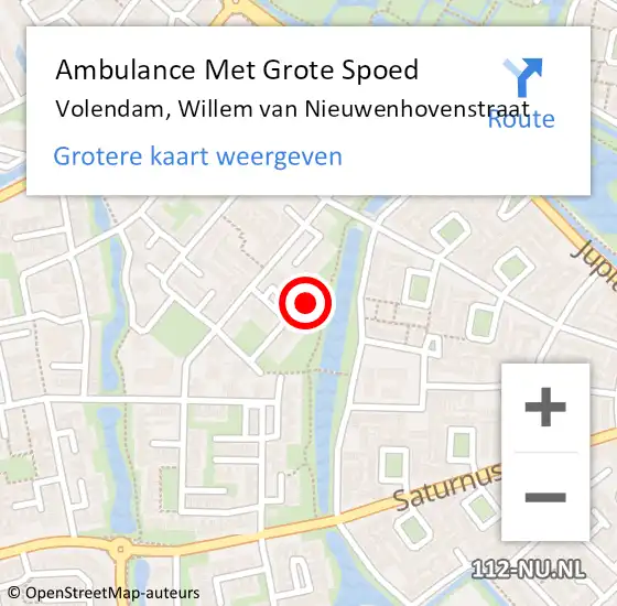 Locatie op kaart van de 112 melding: Ambulance Met Grote Spoed Naar Volendam, Willem van Nieuwenhovenstraat op 18 juni 2023 21:06