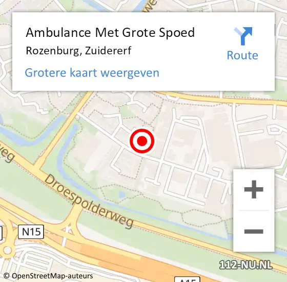 Locatie op kaart van de 112 melding: Ambulance Met Grote Spoed Naar Rozenburg, Zuidererf op 18 juni 2023 21:17