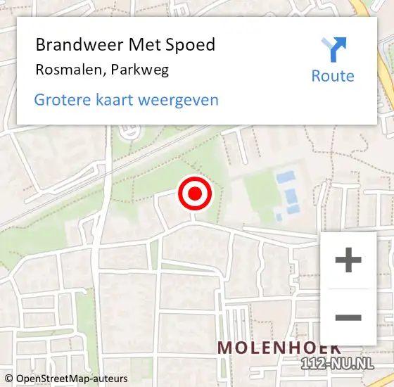 Locatie op kaart van de 112 melding: Brandweer Met Spoed Naar Rosmalen, Parkweg op 18 juni 2023 21:36