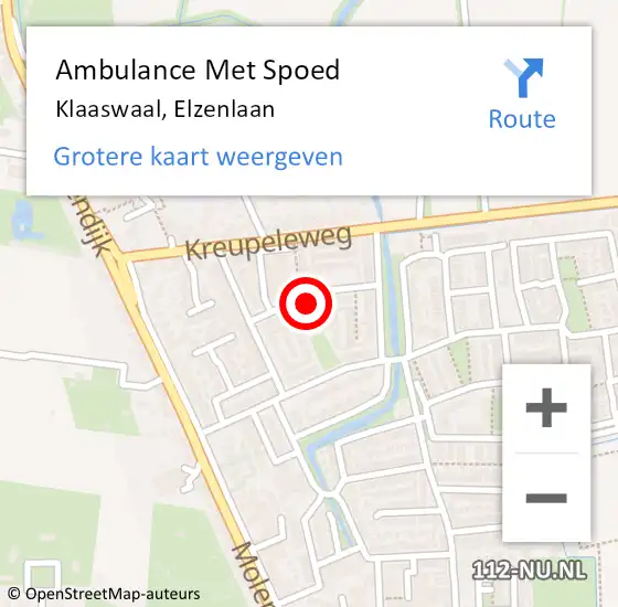 Locatie op kaart van de 112 melding: Ambulance Met Spoed Naar Klaaswaal, Elzenlaan op 18 juni 2023 21:52