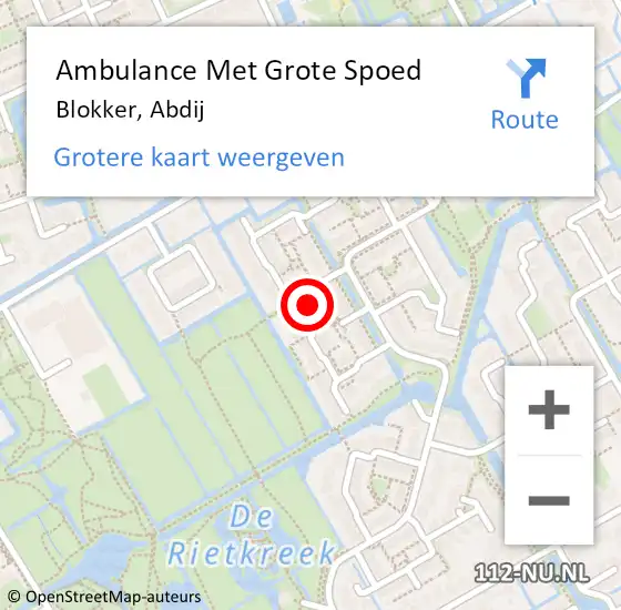 Locatie op kaart van de 112 melding: Ambulance Met Grote Spoed Naar Blokker, Abdij op 18 juni 2023 22:13