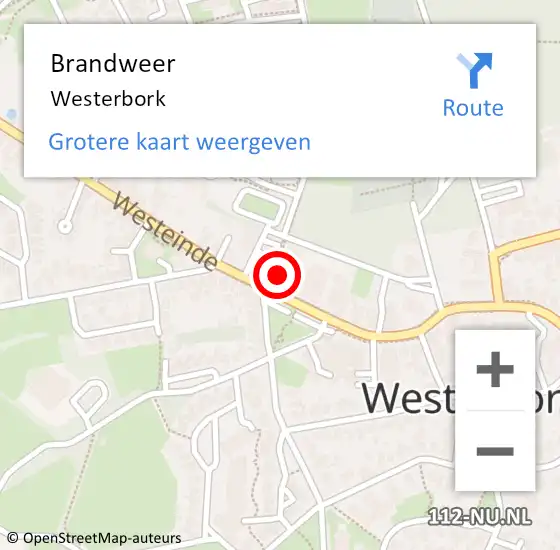 Locatie op kaart van de 112 melding: Brandweer Westerbork op 18 juni 2023 22:58