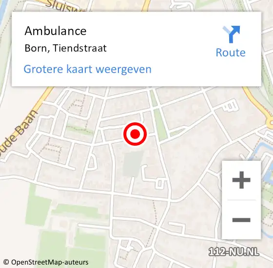 Locatie op kaart van de 112 melding: Ambulance Born, Tiendstraat op 29 augustus 2014 13:51