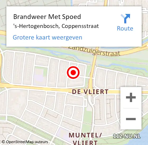 Locatie op kaart van de 112 melding: Brandweer Met Spoed Naar 's-Hertogenbosch, Coppensstraat op 18 juni 2023 23:56