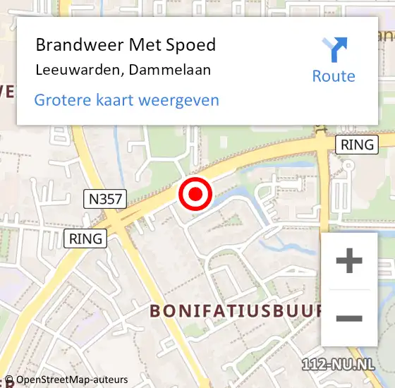 Locatie op kaart van de 112 melding: Brandweer Met Spoed Naar Leeuwarden, Dammelaan op 19 juni 2023 00:05