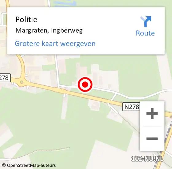 Locatie op kaart van de 112 melding: Politie Margraten, Ingberweg op 19 juni 2023 00:19