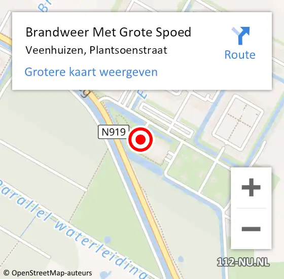 Locatie op kaart van de 112 melding: Brandweer Met Grote Spoed Naar Veenhuizen, Plantsoenstraat op 19 juni 2023 00:59