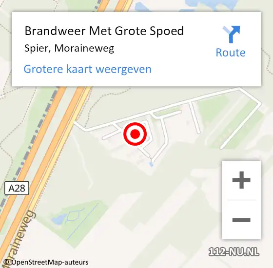 Locatie op kaart van de 112 melding: Brandweer Met Grote Spoed Naar Spier, Moraineweg op 19 juni 2023 01:54