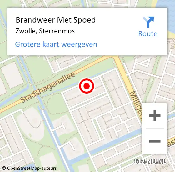 Locatie op kaart van de 112 melding: Brandweer Met Spoed Naar Zwolle, Sterrenmos op 19 juni 2023 03:18