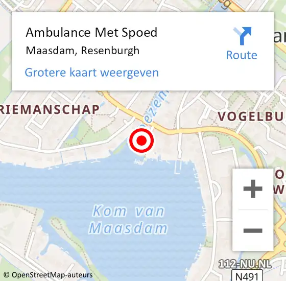 Locatie op kaart van de 112 melding: Ambulance Met Spoed Naar Maasdam, Resenburgh op 19 juni 2023 03:40