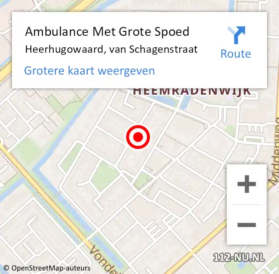 Locatie op kaart van de 112 melding: Ambulance Met Grote Spoed Naar Heerhugowaard, van Schagenstraat op 19 juni 2023 04:56