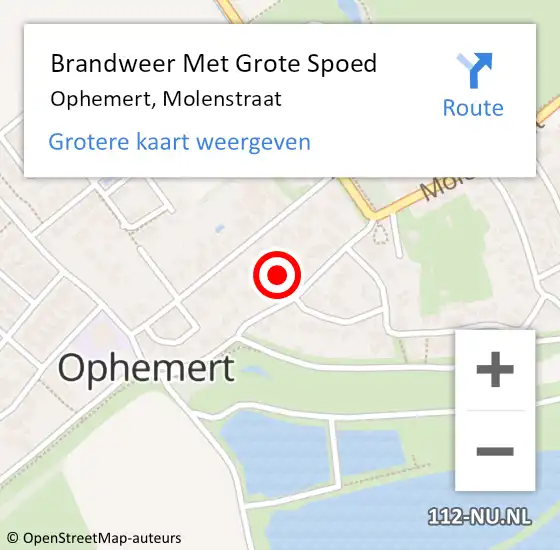 Locatie op kaart van de 112 melding: Brandweer Met Grote Spoed Naar Ophemert, Molenstraat op 19 juni 2023 05:11