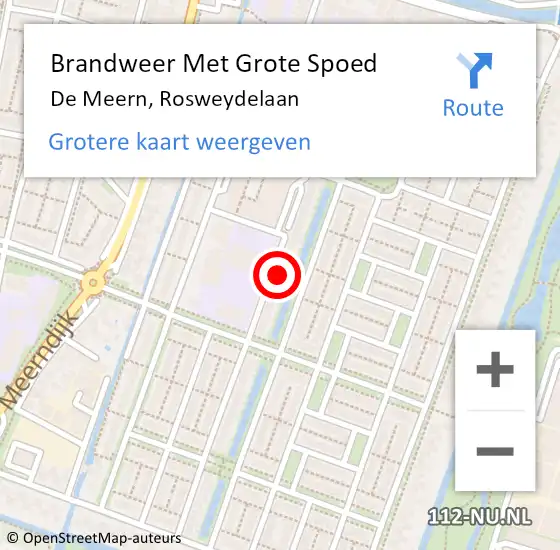 Locatie op kaart van de 112 melding: Brandweer Met Grote Spoed Naar De Meern, Rosweydelaan op 19 juni 2023 05:12