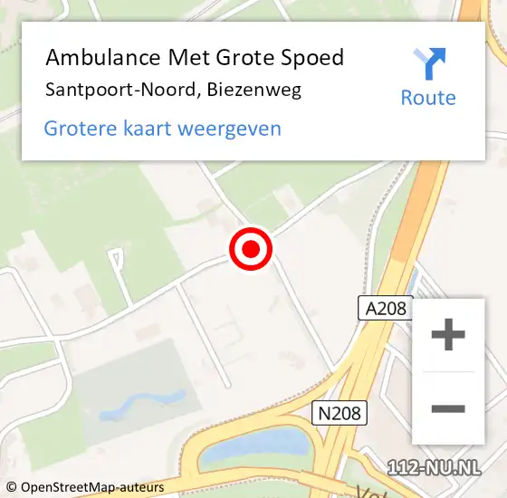 Locatie op kaart van de 112 melding: Ambulance Met Grote Spoed Naar Santpoort-Noord, Biezenweg op 19 juni 2023 06:28