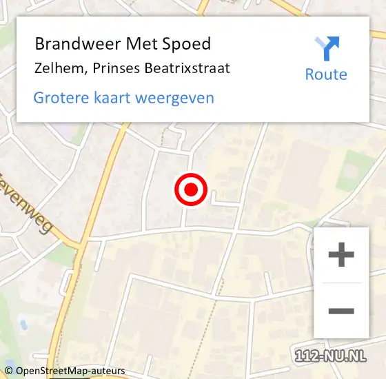 Locatie op kaart van de 112 melding: Brandweer Met Spoed Naar Zelhem, Prinses Beatrixstraat op 19 juni 2023 06:34