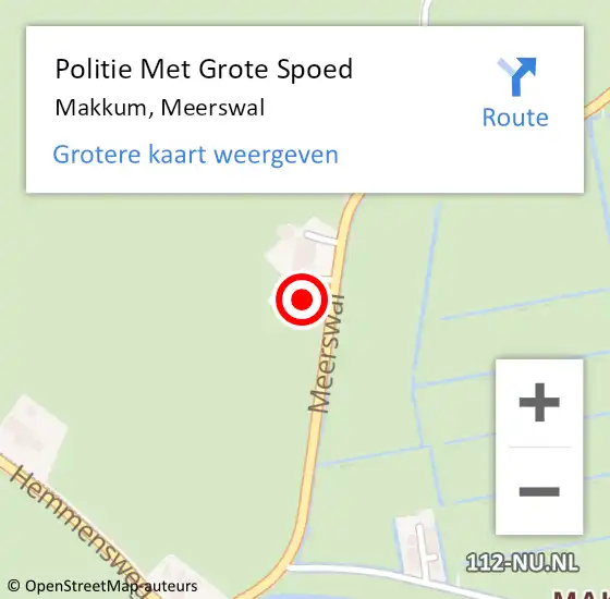 Locatie op kaart van de 112 melding: Politie Met Grote Spoed Naar Makkum, Meerswal op 19 juni 2023 06:41