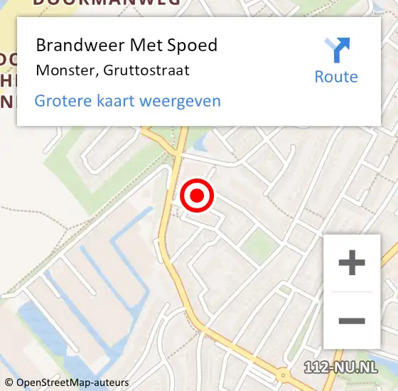 Locatie op kaart van de 112 melding: Brandweer Met Spoed Naar Monster, Gruttostraat op 19 juni 2023 06:45