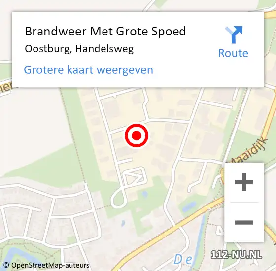 Locatie op kaart van de 112 melding: Brandweer Met Grote Spoed Naar Oostburg, Handelsweg op 19 juni 2023 07:06