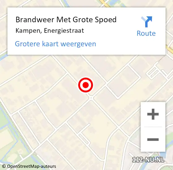 Locatie op kaart van de 112 melding: Brandweer Met Grote Spoed Naar Kampen, Energiestraat op 19 juni 2023 07:17