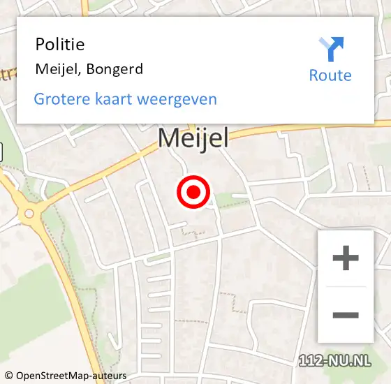 Locatie op kaart van de 112 melding: Politie Meijel, Bongerd op 19 juni 2023 07:21