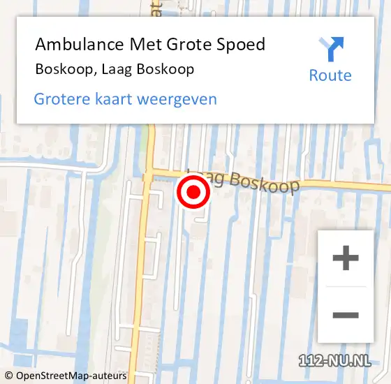 Locatie op kaart van de 112 melding: Ambulance Met Grote Spoed Naar Boskoop, Laag Boskoop op 19 juni 2023 07:22