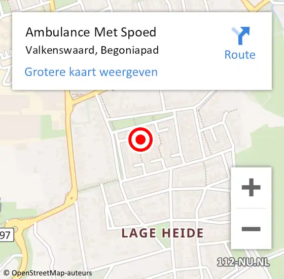 Locatie op kaart van de 112 melding: Ambulance Met Spoed Naar Valkenswaard, Begoniapad op 29 augustus 2014 14:14