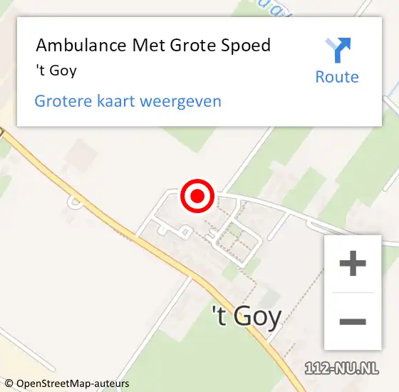 Locatie op kaart van de 112 melding: Ambulance Met Grote Spoed Naar 't Goy op 19 juni 2023 07:42