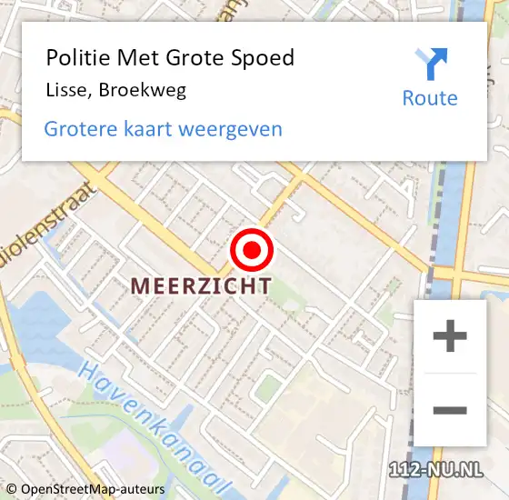 Locatie op kaart van de 112 melding: Politie Met Grote Spoed Naar Lisse, Broekweg op 19 juni 2023 07:46