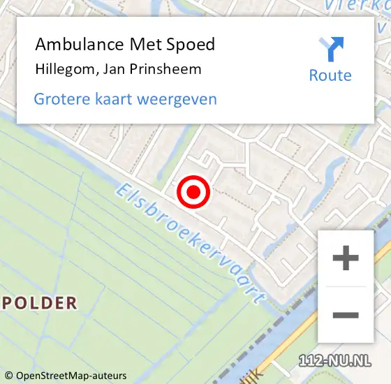 Locatie op kaart van de 112 melding: Ambulance Met Spoed Naar Hillegom, Jan Prinsheem op 19 juni 2023 08:04
