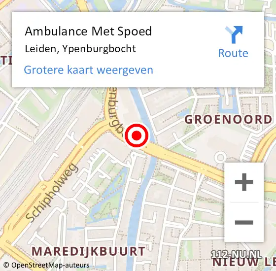 Locatie op kaart van de 112 melding: Ambulance Met Spoed Naar Leiden, Ypenburgbocht op 19 juni 2023 08:23