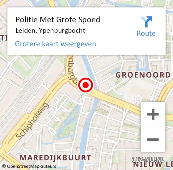 Locatie op kaart van de 112 melding: Politie Met Grote Spoed Naar Leiden, Ypenburgbocht op 19 juni 2023 08:24