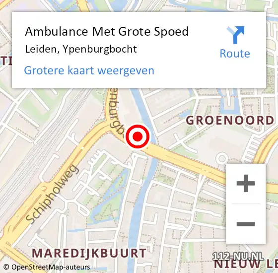 Locatie op kaart van de 112 melding: Ambulance Met Grote Spoed Naar Leiden, Ypenburgbocht op 19 juni 2023 08:27