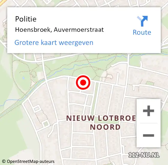 Locatie op kaart van de 112 melding: Politie Hoensbroek, Auvermoerstraat op 19 juni 2023 08:53