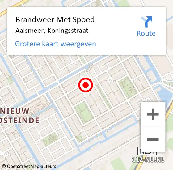 Locatie op kaart van de 112 melding: Brandweer Met Spoed Naar Aalsmeer, Koningsstraat op 19 juni 2023 08:59