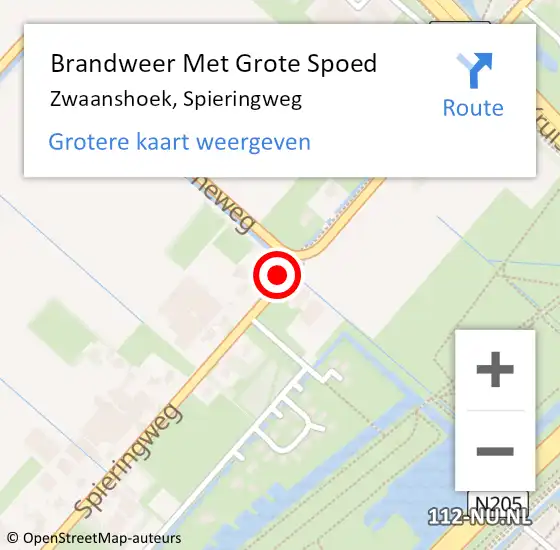 Locatie op kaart van de 112 melding: Brandweer Met Grote Spoed Naar Zwaanshoek, Spieringweg op 19 juni 2023 09:08