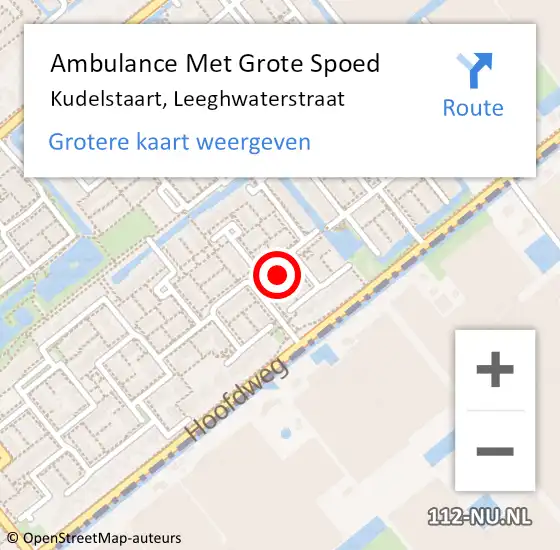 Locatie op kaart van de 112 melding: Ambulance Met Grote Spoed Naar Kudelstaart, Leeghwaterstraat op 19 juni 2023 09:20