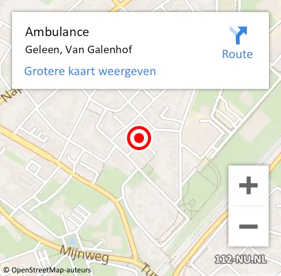 Locatie op kaart van de 112 melding: Ambulance Geleen, Van Galenhof op 29 augustus 2014 14:24