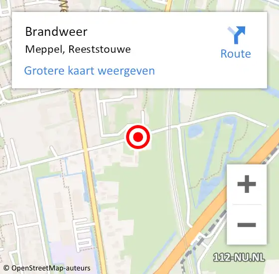 Locatie op kaart van de 112 melding: Brandweer Meppel, Reeststouwe op 19 juni 2023 09:33