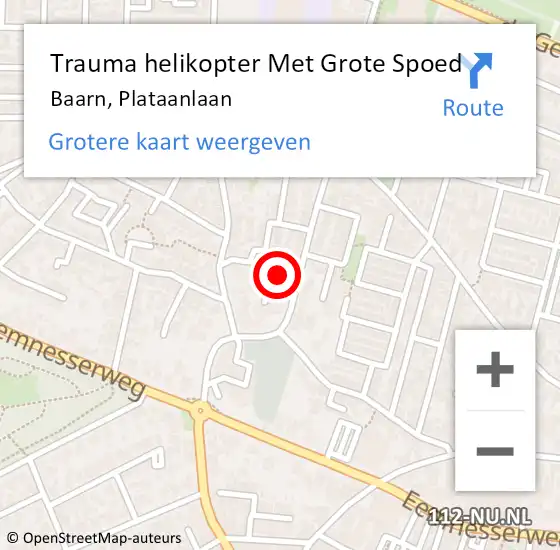 Locatie op kaart van de 112 melding: Trauma helikopter Met Grote Spoed Naar Baarn, Plataanlaan op 19 juni 2023 09:55