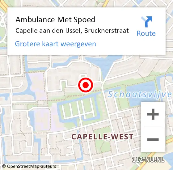 Locatie op kaart van de 112 melding: Ambulance Met Spoed Naar Capelle aan den IJssel, Brucknerstraat op 19 juni 2023 10:05