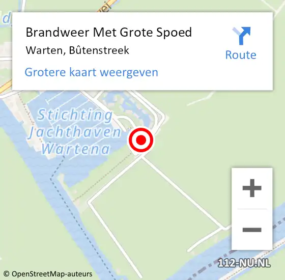 Locatie op kaart van de 112 melding: Brandweer Met Grote Spoed Naar Warten, Bûtenstreek op 19 juni 2023 10:06