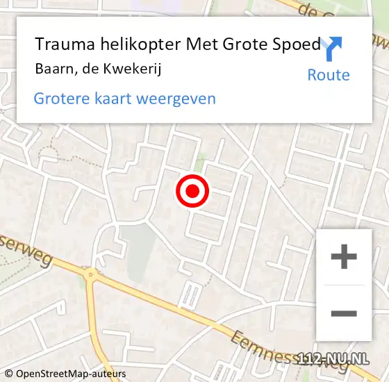 Locatie op kaart van de 112 melding: Trauma helikopter Met Grote Spoed Naar Baarn, de Kwekerij op 19 juni 2023 10:08