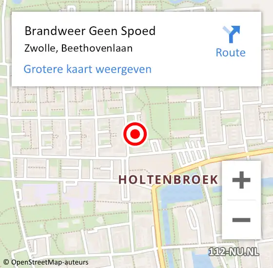 Locatie op kaart van de 112 melding: Brandweer Geen Spoed Naar Zwolle, Beethovenlaan op 19 juni 2023 10:08