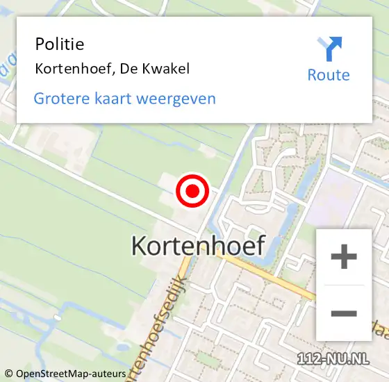 Locatie op kaart van de 112 melding: Politie Kortenhoef, De Kwakel op 19 juni 2023 10:16