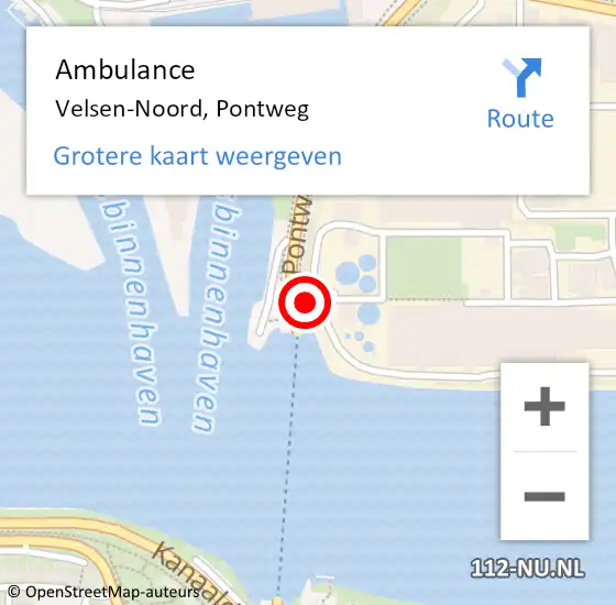 Locatie op kaart van de 112 melding: Ambulance Velsen-Noord, Pontweg op 19 juni 2023 10:25