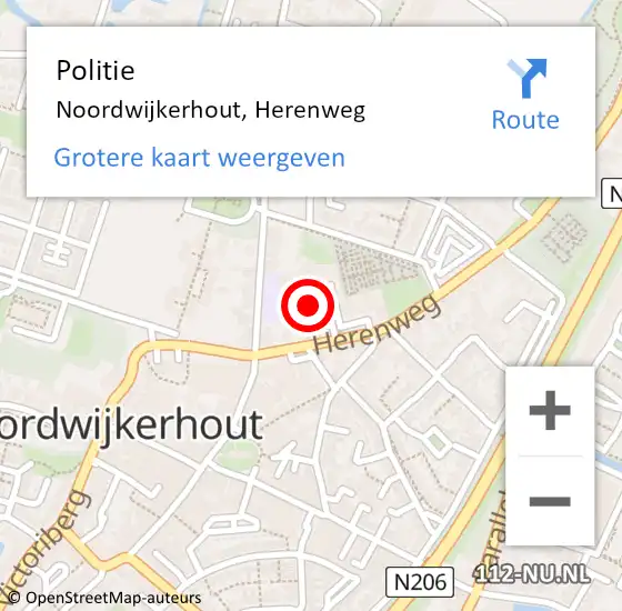 Locatie op kaart van de 112 melding: Politie Noordwijkerhout, Herenweg op 19 juni 2023 10:27