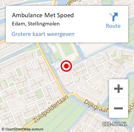 Locatie op kaart van de 112 melding: Ambulance Met Spoed Naar Edam, Stellingmolen op 19 juni 2023 10:34