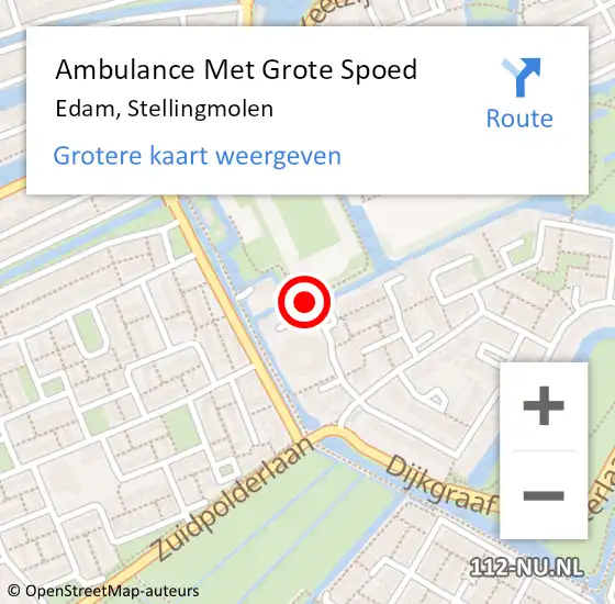 Locatie op kaart van de 112 melding: Ambulance Met Grote Spoed Naar Edam, Stellingmolen op 19 juni 2023 10:39