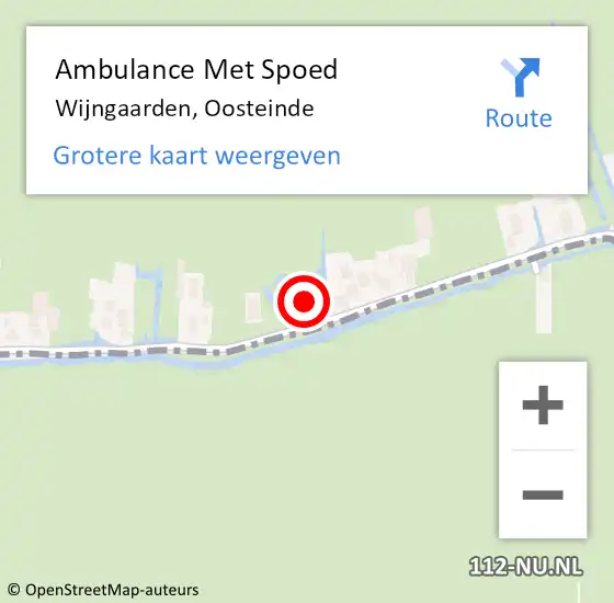 Locatie op kaart van de 112 melding: Ambulance Met Spoed Naar Wijngaarden, Oosteinde op 29 augustus 2014 14:34